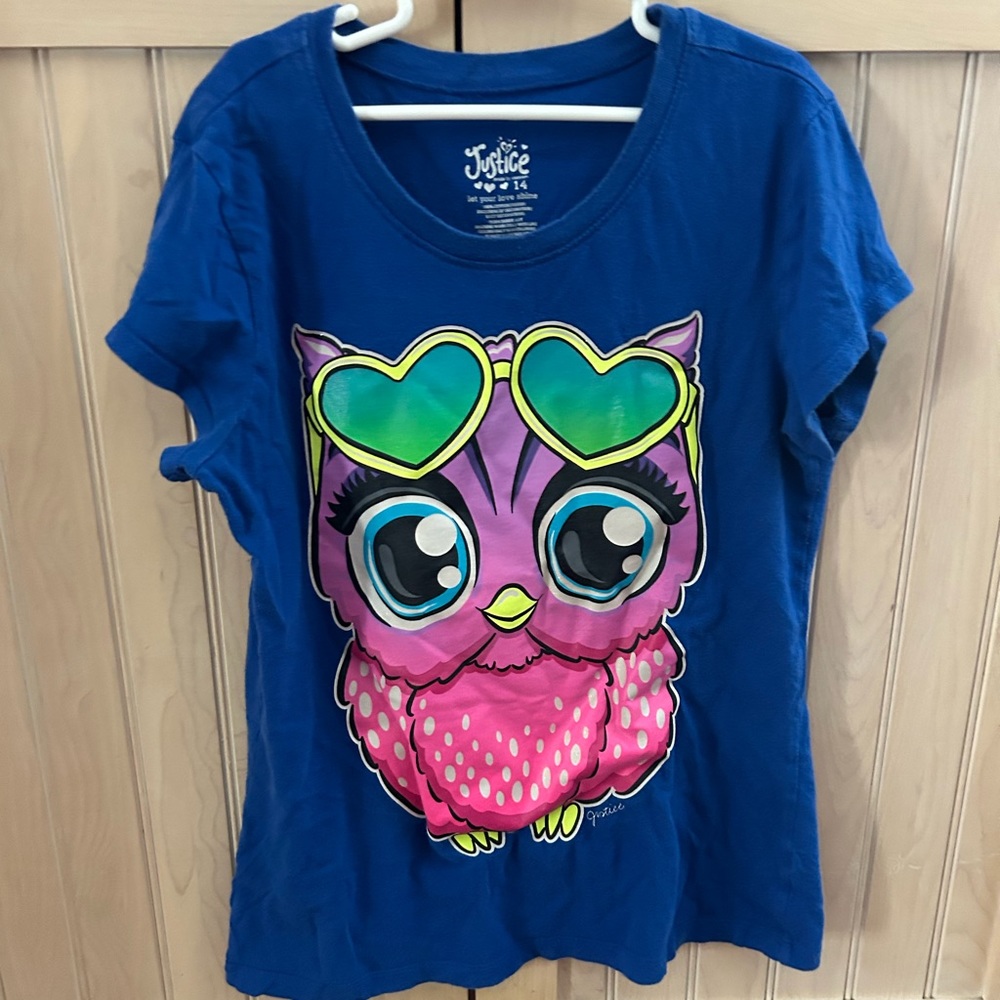 Justice girls owl tee